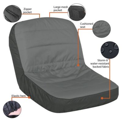 Image showing 9 th Classic Accessories Deluxe Tractor Seat Cover, Large, Black/Grey