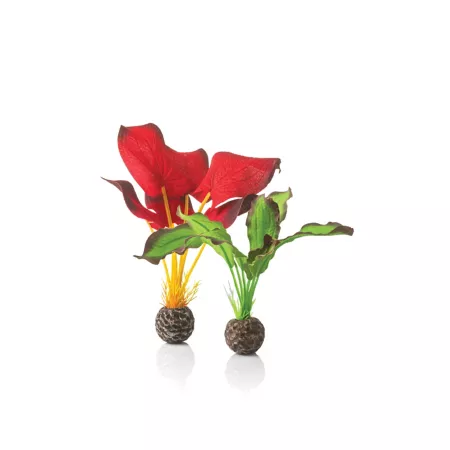 biOrb Small Green and Red Silk Plant Set Aquarium Decor