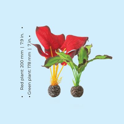 Image showing  Small Green and Red Silk Aquarium Plant Set
