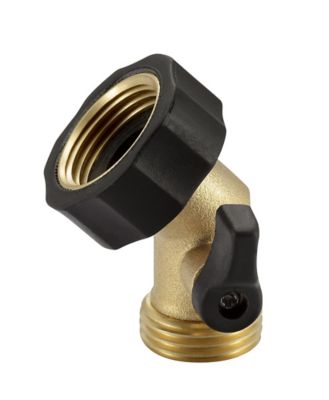 GroundWork 3/4 in. Brass Angle Hose Connector with Shutoff Valve