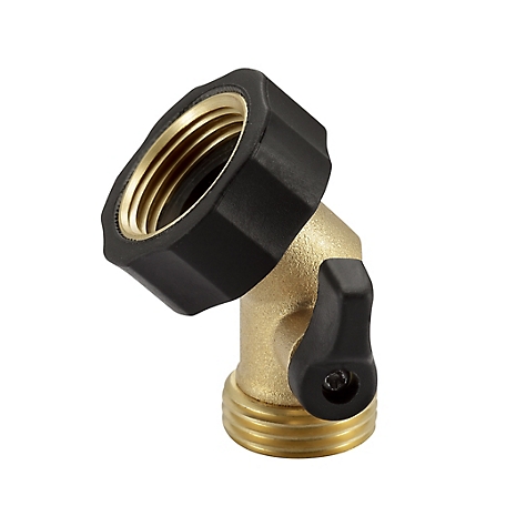 GroundWork 3/4 in. Brass Angle Hose Connector with Shutoff Valve