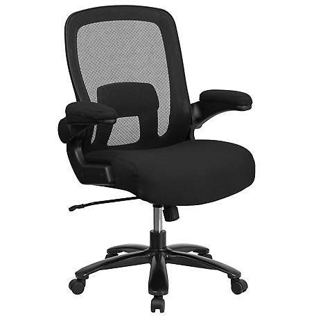 Flash Furniture HERCULES Series Big and Tall Mesh Executive Swivel Chair, Black, Fabric Seat, 500 lb. Capacity