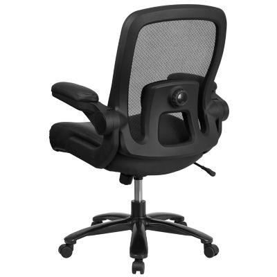 Image showing  HERCULES Series Big and Tall Mesh Executive Swivel Chair with Leather Seat, Black, 500 lb. Capacity