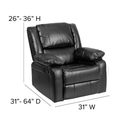 Image showing  Harmony Series Leather Recliner with Neck and Lumbar Support, Black