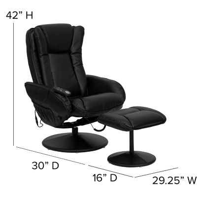Image showing  Remote Control Massaging Leather Recliner and Ottoman with Leather-Wrapped Base