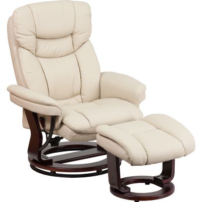 Flash Furniture Contemporary Leather Recliner and Ottoman, 44-1/2 in. L x 33 in. W x 44-1/4 in. H, 250 lb. Capacity