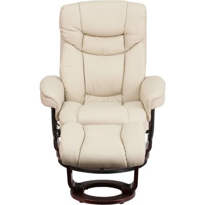 Image showing  44-1/2 in. x 33 in. x 44-1/4 in. Contemporary Leather Recliner and Ottoman