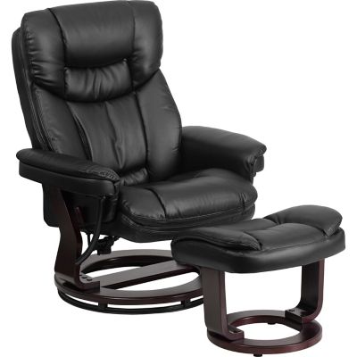 Flash Furniture 44-1/2 in. x 33 in. x 44-1/4 in. Contemporary Leather Recliner and Ottoman