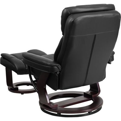 Image showing  44-1/2 in. x 33 in. x 44-1/4 in. Contemporary Leather Recliner and Ottoman