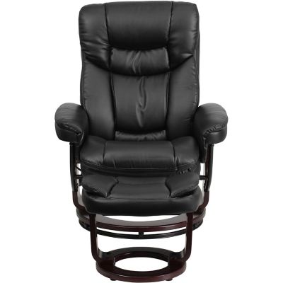 Image showing  44-1/2 in. x 33 in. x 44-1/4 in. Contemporary Leather Recliner and Ottoman