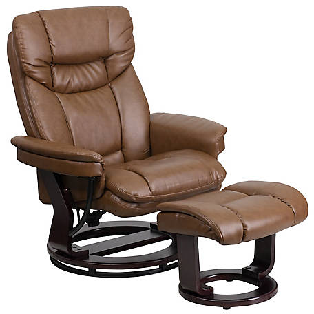 Flash Furniture Contemporary Leather, Leather Recliner Chair With Ottoman