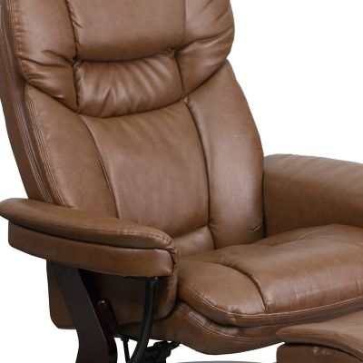 Image showing  44-1/2 in. x 33 in. x 44-1/4 in. Contemporary Leather Recliner and Ottoman