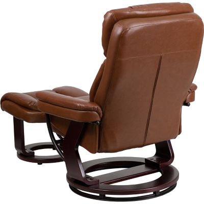 Image showing  44-1/2 in. x 33 in. x 44-1/4 in. Contemporary Leather Recliner and Ottoman