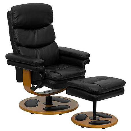 Flash Furniture Contemporary Black, Black Leather Recliner With Ottoman