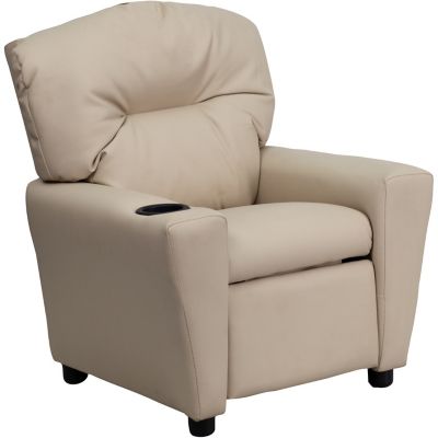 Flash Furniture Kids' Contemporary Vinyl Recliner with Cup Holder, 39 in. x 24.5 in. x 28 in.