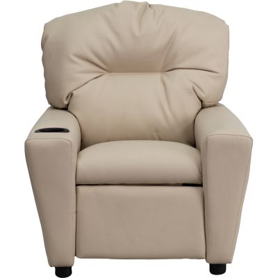 Image showing  Kids' 39 in. x 24.5 in. x 28 in. Contemporary Vinyl Recliner with Cup Holder