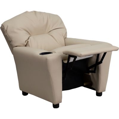 Image showing  Kids' 39 in. x 24.5 in. x 28 in. Contemporary Vinyl Recliner with Cup Holder
