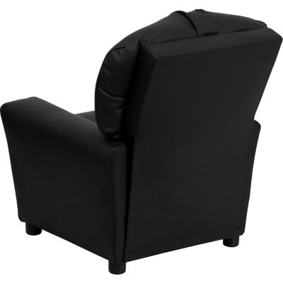 Image showing  39 in. x 24.5 in. x 28 in. Kids' Contemporary Leather Recliner with Cup Holder