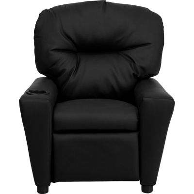 Image showing  39 in. x 24.5 in. x 28 in. Kids' Contemporary Leather Recliner with Cup Holder