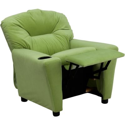 Image showing  Kids' 39 in. x 24.5 in. x 28 in. Contemporary Microfiber Recliner with Cup Holder