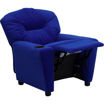 Image showing  Kids' 39 in. x 24.5 in. x 28 in. Contemporary Microfiber Recliner with Cup Holder