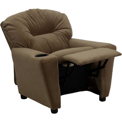Image showing  Kids' 39 in. x 24.5 in. x 28 in. Contemporary Microfiber Recliner with Cup Holder