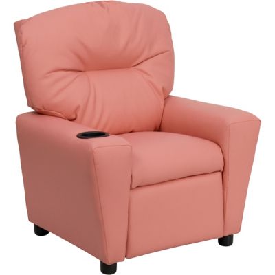 Flash Furniture Kids' Contemporary Vinyl Recliner with Cup Holder, 39 in. x 24.5 in. x 28 in.