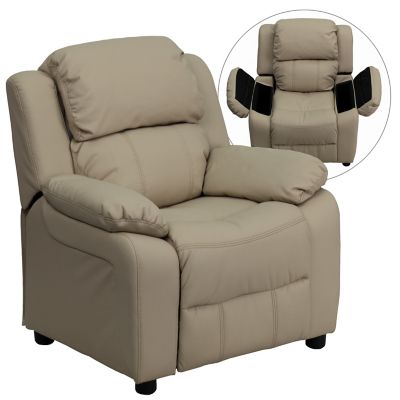 Image showing  Kids' 39 in. x 25 in. x 28 in. Deluxe Padded Contemporary Vinyl Recliner with Storage Arms