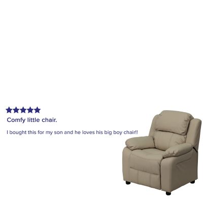 Image showing  Kids' 39 in. x 25 in. x 28 in. Deluxe Padded Contemporary Vinyl Recliner with Storage Arms