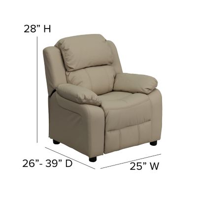 Image showing 5 th Flash Furniture Kids' 39 in. x 25 in. x 28 in. Deluxe Padded Contemporary Vinyl Recliner with Storage Arms