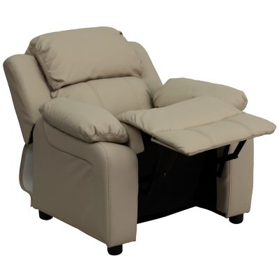 Image showing 7 th Flash Furniture Kids' 39 in. x 25 in. x 28 in. Deluxe Padded Contemporary Vinyl Recliner with Storage Arms