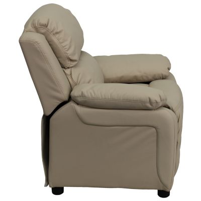 Image showing 8 th Flash Furniture Kids' 39 in. x 25 in. x 28 in. Deluxe Padded Contemporary Vinyl Recliner with Storage Arms