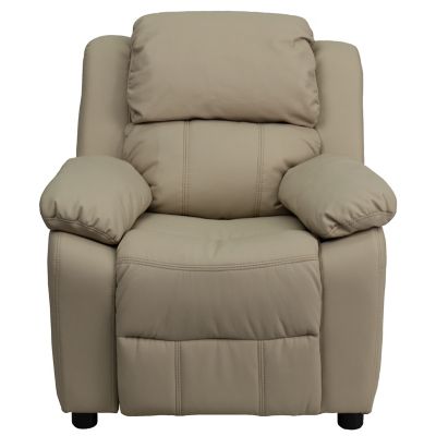 Image showing 9 th Flash Furniture Kids' 39 in. x 25 in. x 28 in. Deluxe Padded Contemporary Vinyl Recliner with Storage Arms