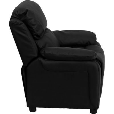 Image showing  39 in. x 25 in. x 28 in. Kids' Deluxe Padded Contemporary Leather Recliner with Storage Arms
