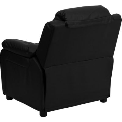 Image showing  39 in. x 25 in. x 28 in. Kids' Deluxe Padded Contemporary Leather Recliner with Storage Arms