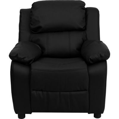 Image showing  39 in. x 25 in. x 28 in. Kids' Deluxe Padded Contemporary Leather Recliner with Storage Arms