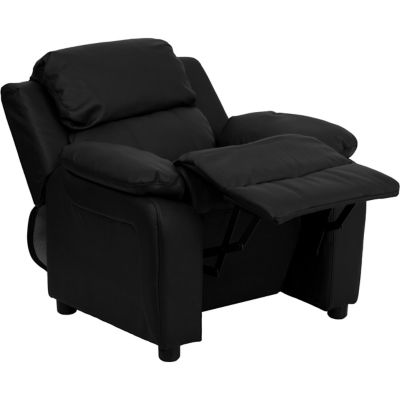 Image showing  39 in. x 25 in. x 28 in. Kids' Deluxe Padded Contemporary Leather Recliner with Storage Arms