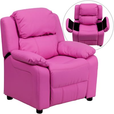 Image showing  Kids' 39 in. x 25 in. x 28 in. Deluxe Padded Contemporary Vinyl Recliner with Storage Arms
