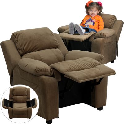 Flash Furniture Kids' Deluxe Padded Contemporary Microfiber Recliner, 90 lb. Capacity -  BT7985KIDMICBRNGG