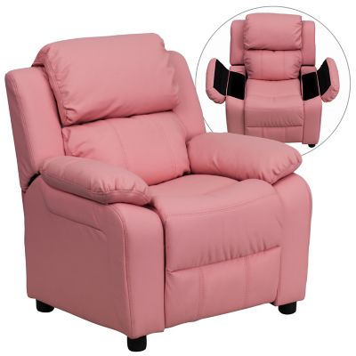 Image showing  Kids' 39 in. x 25 in. x 28 in. Deluxe Padded Contemporary Vinyl Recliner with Storage Arms