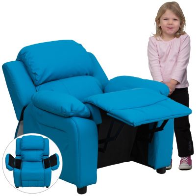 Image showing  Kids' 39 in. x 25 in. x 28 in. Deluxe Padded Contemporary Vinyl Recliner with Storage Arms