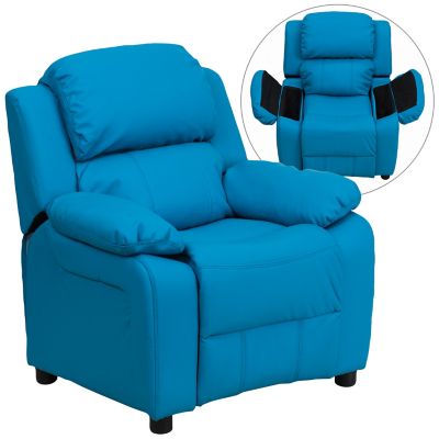Image showing  Kids' 39 in. x 25 in. x 28 in. Deluxe Padded Contemporary Vinyl Recliner with Storage Arms
