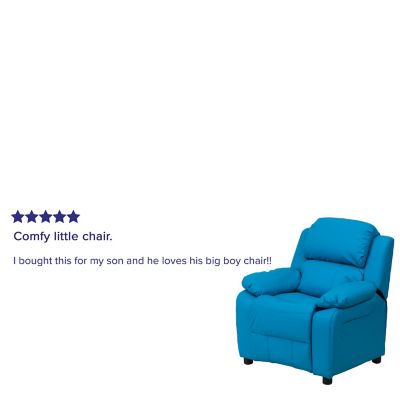 Image showing  Kids' 39 in. x 25 in. x 28 in. Deluxe Padded Contemporary Vinyl Recliner with Storage Arms