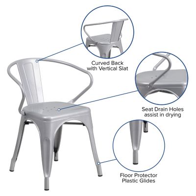 Image showing  Metal Indoor/Outdoor Chair with Arms
