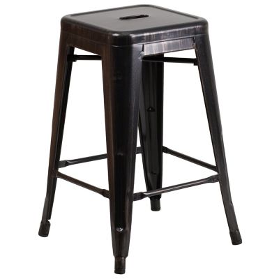 Flash Furniture High Backless Metal Indoor/Outdoor Counter-Height Stool with Square Seat