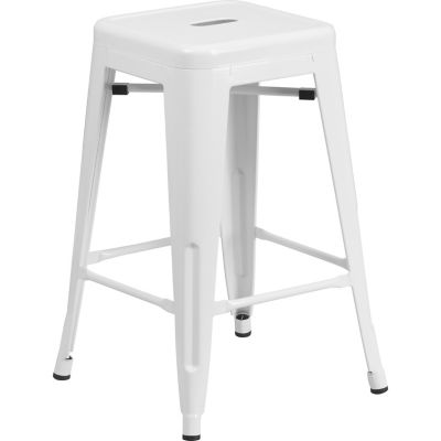 Flash Furniture High Backless Metal Indoor/Outdoor Counter-Height Stool with Square Seat