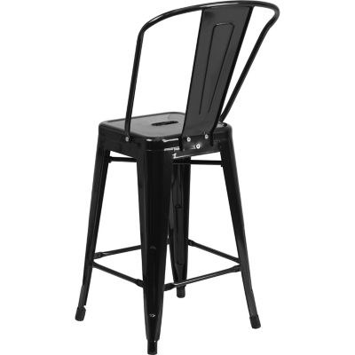 Image showing 2 th Flash Furniture High Metal Indoor/Outdoor Counter-Height Stool, 20 in. x 17.75 in. x 39.25 in.