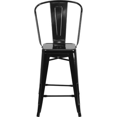 Image showing 3 th Flash Furniture High Metal Indoor/Outdoor Counter-Height Stool, 20 in. x 17.75 in. x 39.25 in.
