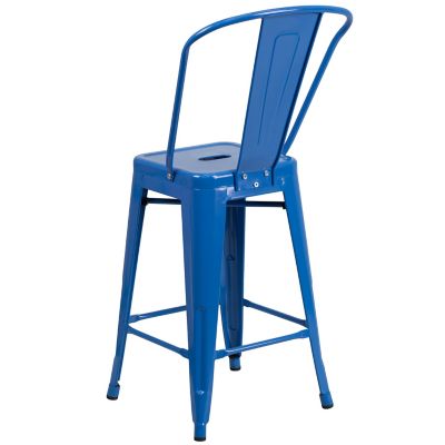 Image showing 1 th Flash Furniture High Metal Indoor/Outdoor Counter-Height Stool, 20 in. x 17.75 in. x 39.25 in.