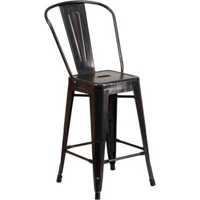 Flash Furniture High Metal Indoor/Outdoor Counter-Height Stool, 20 in. x 17.75 in. x 39.25 in.